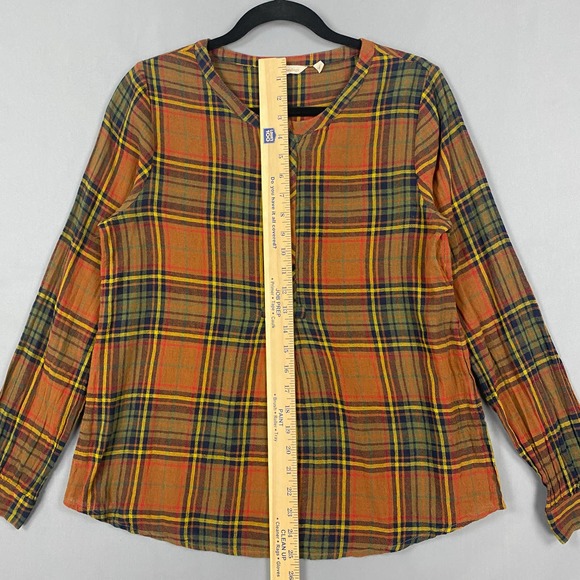 Soft Surroundings Blouse Brown Plaid Knit - Picture 11 of 11
